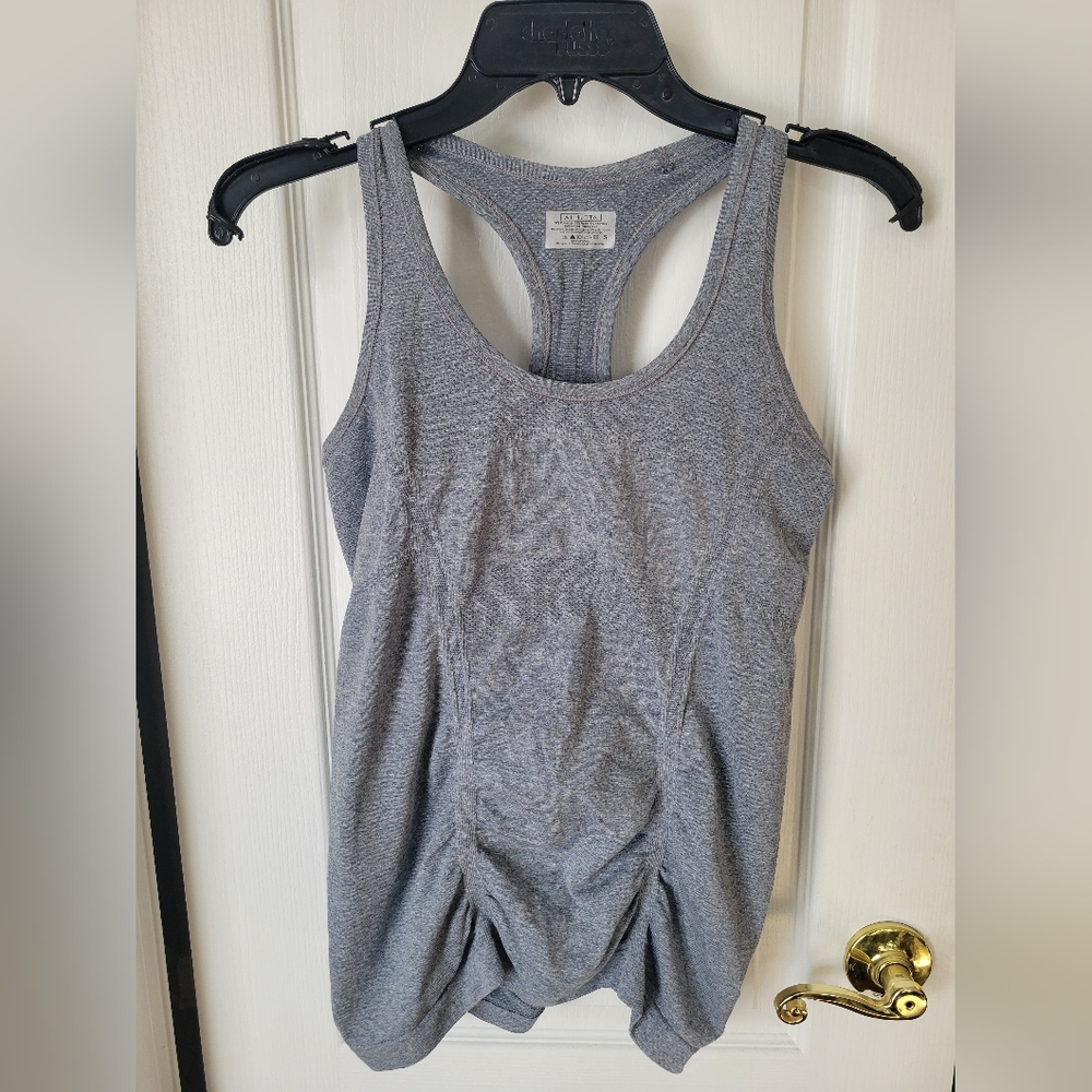 Athleta Fast Track Ruched Racerback Tank Top Gray Size Small